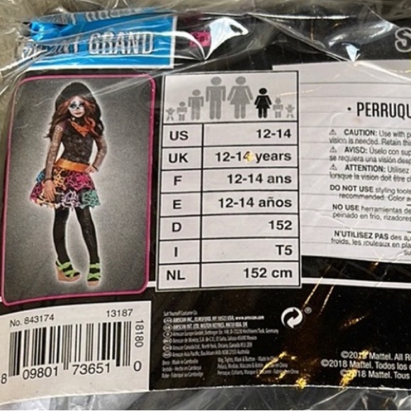 Monster High Skelita Calaveras Dresd Child’s XL 14-16 NWOT DRESS ONLY!! - Picture 7 of 8